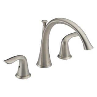DELTA® T2738-SS Roman Tub Trim, Lahara®, 18 gpm Flow Rate, 8 to 16 in Center, Stainless Steel, 2 Handles, Function: Traditional, Domestic