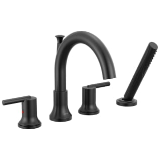 DELTA® T4759-BL Trinsic® Roman Tub Trim, 2 gpm Flow Rate, 8 to 16 in Center, Matte Black, 2 Handles, Function: Traditional, Domestic