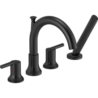 DELTA® T4759-BL Trinsic® Roman Tub Trim, 2 gpm Flow Rate, 8 to 16 in Center, Matte Black, 2 Handles, Function: Traditional, Domestic
