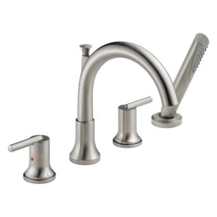DELTA® T4759-SS Trinsic® Roman Tub Trim, Residential, 2 gpm Flow Rate, 8 to 16 in Center, Stainless Steel, 2 Handles, Function: Traditional, Domestic