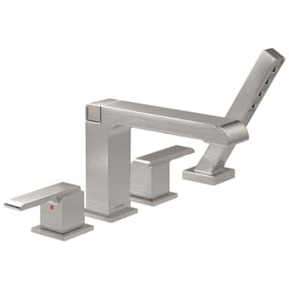 DELTA® T4767-SS Ara® Roman Tub Trim, Commercial, 2 gpm Flow Rate, 10 to 16 in Center, Stainless Steel, 2 Handles, Function: Traditional, Domestic