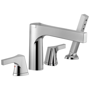 DELTA® T4774 Zura™ Roman Tub Trim, 2 gpm Flow Rate, 11 to 16 in Center, Polished Chrome, 2 Handles, Function: Traditional, Domestic