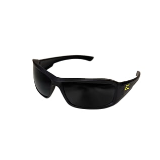 EDGE® TXB236-E1 Brazeau Torque Polarized Safety Glasses With Yellow E Logo, Anti-Scratch, Smoke Lens, Full-Frame Frame, Matte Black, Nylon Frame, Polycarbonate Lens, ANSI/ISEA Z87.1+2015, MCEPS GL-PD 10-12