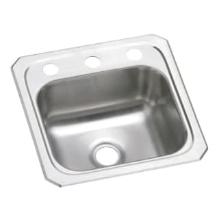 Elkay® BCR153 Bar Sink, Celebrity, Brushed Satin, Squared Shape, 12 in L x 10 in W x 6 in D Bowl, 3 Faucet Holes, 15 in L x 15 in W x 6-1/8 in H, Top Mount, Stainless Steel