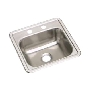 Elkay® D115152 Dayton® Bar Sink, Satin, Squared Shape, 12 in L x 10 in W Bowl x 5 in D Bowl, 2 Faucet Holes, 15 in L x 15 in W x 5-3/16 in H, Top Mounting, Stainless Steel