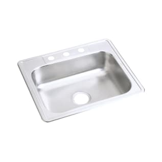 Elkay® D125224 Dayton® Kitchen Sink, Satin, Rectangle Shape, 21 in L x 15-3/4 in W x 6-3/8 in D Bowl, 4 Faucet Holes, 25 in L x 22 in W x 6-9/16 in H, Top Mount, Stainless Steel