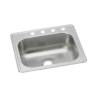 Elkay® DSE125224 Dayton® Kitchen Sink, Elite Satin, Rectangle Shape, 21 in L x 15-3/4 in W x 8 in D Bowl, 4 Faucet Holes, 25 in L x 22 in W x 8-1/16 in H, Top Mount, Stainless Steel