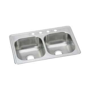 Elkay® DSE233223 Dayton® Kitchen Sink, Stainless, Rectangle Shape, 14 in Left, 14 in Right L x 15-3/4 in Left, 15-3/4 in Right W x 7-7/8 in Left, 7-7/8 in Right D Bowl, 3 Faucet Holes, 33 in L x 22 in W x 8-1/16 in H, Top Mount, Stainless Steel
