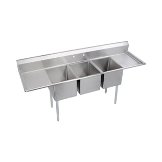 Elkay® E3C16X20-2-18X Economy Scullery Sink, 88 in L x 25.8 in W x 43.8 in H, Floor Mounting, 18 ga Stainless Steel, 3 Bowls, 2, Right/Left Drainboards, 9 in Backsplash