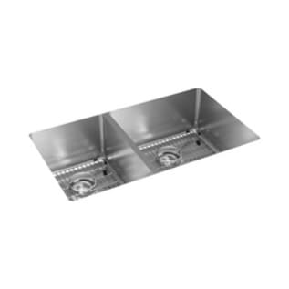 Elkay® ECTRU32179LTC Crosstown® Transitional Kitchen Sink Kit, Polished Satin, Rectangle Shape, 12 in Left, 17 in Right L x 17 in Left, 17 in Right W x 9 in Left, 9 in Right D Bowl, 31-1/2 in L x 18-1/2 in W x 9 in H, Under Mount, 18 ga 304 Stainless Steel
