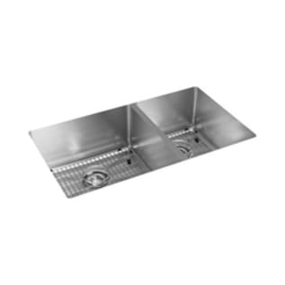 Elkay® ECTRU32179RTC Crosstown® Transitional Kitchen Sink Kit, Polished Satin, Rectangle Shape, 17 in Left, 12 in Right L x 17 in Left, 17 in Right W x 9 in Left, 9 in Right D Bowl, 31-1/2 in L x 18-1/2 in W x 9 in H, Under Mount, 18 ga 304 Stainless Steel