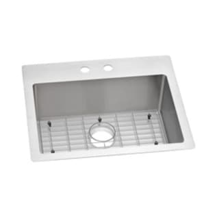 Elkay® ECTSR25229TBG2 Crosstown® Transitional Kitchen Sink Kit, Rectangle Shape, 2 Faucet Holes, 25 in L x 22 in W x 9 in H, Drop-In/Under Mount, 18 ga 304 Stainless Steel, Polished Satin, Import