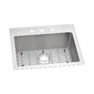 Elkay® ECTSR25229TBG3 Crosstown® Transitional Kitchen Sink Kit, Rectangle Shape, 3 Faucet Holes, 25 in L x 22 in W x 9 in H, Drop-In/Under Mount, 18 ga 304 Stainless Steel, Polished Satin, Import