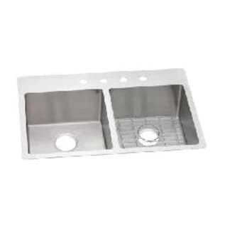 Elkay® ECTSR33229TBG3 Crosstown® Transitional Kitchen Sink Kit, Rectangle Shape, 3 Faucet Holes, 33 in L x 22 in W x 9 in H, Drop-In/Under Mount, 18 ga 304 Stainless Steel, Polished Satin, Import