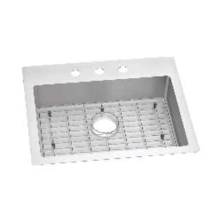 Elkay® ECTSRAD25226TBG3 Crosstown® Transitional Kitchen Sink Kit, Rectangle Shape, 3 Faucet Holes, 25 in L x 22 in W x 6 in H, Drop-In/Under Mount, 18 ga 304 Stainless Steel, Polished Satin, Import