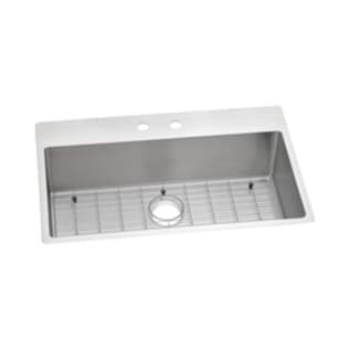 Elkay® ECTSRS33229TBG2 Crosstown® Transitional Kitchen Sink Kit, Rectangle Shape, 2 Faucet Holes, 33 in L x 22 in W x 9 in H, Drop-In/Under Mount, 18 ga 304 Stainless Steel, Polished Satin, Import