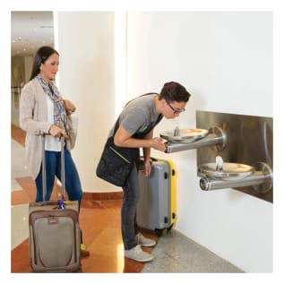 Elkay® EDFPBM117C SwirlFlo® Collection Non-Filtered Bi-Level Drinking Fountain, Push Button Operation, Non-Refrigerated Chilling, 3/8 in OD Tubing Connection, Domestic