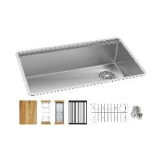 Elkay® EFRU30169RTWC Contemporary Kitchen Sink Kit, Crosstown®, Polished Satin, 30 in L x 17 in W x 9 in D Bowl, 31-1/2 in L x 18-1/2 in W x 9 in D, Under Mount, 16 ga 304 Stainless Steel