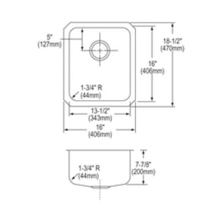 Elkay® ELUH1316 Lustertone™ Classic Kitchen Sink, 13-1/2 in L x 16 in W Bowl x 7-7/8 in D Bowl, 16 in L x 18-1/2 in W x 7-7/8 in H, Under Mounting, 18 ga 304 Stainless Steel