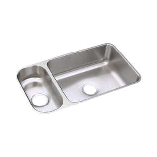 Elkay® ELUH3219 Lustertone™ Classic Kitchen Sink, Rectangle Shape, 7-1/2 in Left, 21 in Right L x 15-3/4 in Left, 15-3/4 in Right W Bowl x 5 in Left, 7-3/4 in Right D Bowl, 32-1/4 in L x 18-1/4 in W x 7-3/4 in H, Under Mounting, Stainless Steel