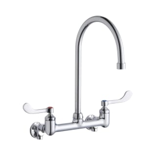 Elkay® LK940GN08T4S Universal Traditional Scrub/Handwash Faucet, Commercial, 2.2 gpm Flow Rate, 8 in Center, Gooseneck Spout, Polished Chrome, 2 Handles