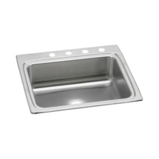 Elkay® LR25224 Lustertone™ Classic Kitchen Sink, Rectangle Shape, 21 in L x 15-3/4 in W Bowl x 7-3/4 in D Bowl, 4 Faucet Holes, 25 in L x 22 in W x 8-1/8 in H, Top Mounting, Stainless Steel