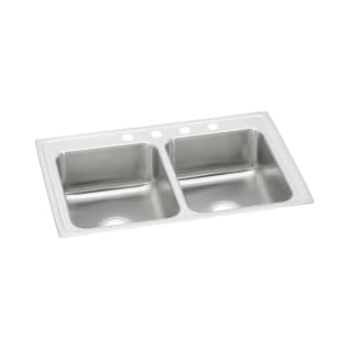 Elkay® LR29224 Lustertone™ Classic Kitchen Sink, Rectangle Shape, 11-1/2 in Left, 11-1/2 in Right L x 16 in Left, 16 in Right W Bowl x 7-1/2 in Left, 7-1/2 in Right D Bowl, 4 Faucet Holes, 29 in L x 22 in W x 7-5/8 in H, Top Mounting, Stainless Steel