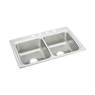 Elkay® LR33223 Lustertone™ Classic Kitchen Sink, Rectangle Shape, 13-1/2 in Left, 13-1/2 in Right L x 16 in Left, 16 in Right W Bowl x 7-3/4 in Left, 7-3/4 in Right D Bowl, 3 Faucet Holes, 33 in L x 22 in W x 8-1/8 in H, Top Mounting, Stainless Steel