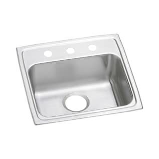 Elkay® LRAD1918553 Lustertone™ Classic Kitchen Sink, Rectangle Shape, 16 in L x 11-1/2 in W Bowl x 5-3/8 in D Bowl, 3 Faucet Holes, 19 in L x 18 in W x 5-1/2 in H, Top Mounting, Stainless Steel