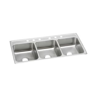 Elkay® LTR46226 Lustertone™ Classic Kitchen Sink, Rectangle Shape, 13-1/2 in Left, 13-1/2 in Center, 13-1/2 in Right L x 16 in Left, 16 in Center, 16 in Right W Bowl x 7-1/2 in Left, 7-1/2 in Center, 7-1/2 in Right D Bowl, 6 Faucet Holes