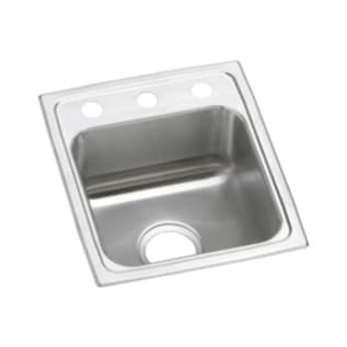 Elkay® PSR15173 Celebrity® Bar Sink, Brilliant Satin, Rectangle Shape, 12 in L x 12 in W Bowl x 7 in D Bowl, 3 Faucet Holes, 15 in L x 17-1/2 in W x 7-1/8 in H, Top Mounting, Stainless Steel