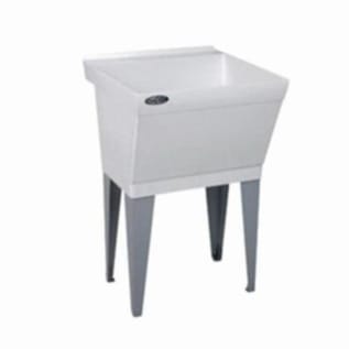 ELM® 17F UTILATUB® Single Bowl Laundry/Utility Tub, Rectangle Shape, 23 in W x 23-1/2 in D x 34 in H, Floor Mount, Durastone®, White, Domestic