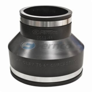 Fernco® 1002-46 Flexible Pipe Coupling, 4 x 6 in Nominal, Clay x PVC End Style, PVC, Domestic