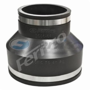 Fernco® 1006-64 Flexible Pipe Coupling, 6 x 4 in Nominal, Concrete x Plastic/Cast Iron End Style, PVC, Domestic