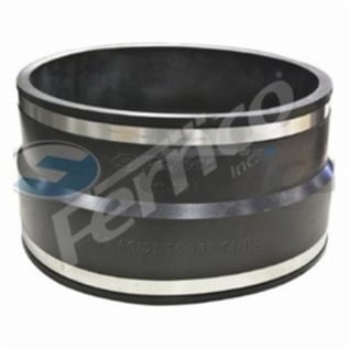 Fernco® 1051-1212 Flexible Pipe Coupling, 12 in Nominal, AC/Ductile Iron x Cast Iron/Plastic End Style, PVC, Domestic