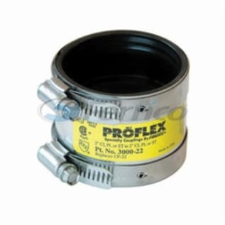 Fernco® PROFLEX® 3000-22 Shielded Pipe Coupling, 2 in Nominal, Cast Iron/Plastic/Steel End Style, PVC, Domestic