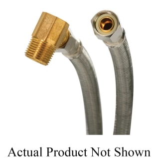 Fluidmaster® B6W48 Braided Dishwasher Water Supply Connector With 3/8 in MNPT Elbow, 3/8 in Nominal, Compression End Style, 48 in L, Stainless Steel, Import