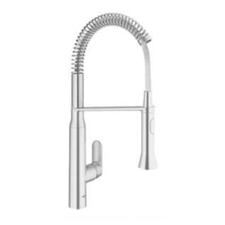 GROHE 31380DC0 K7 Sink Mixer, 1.75 gpm Flow Rate, 140 deg Swivel Spout, SuperSteel, 1 Handles, Import