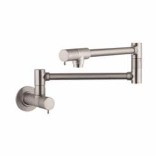 Hansgrohe 04057860 Pot Filler, Talis S, Residential, 2.5 gpm Flow Rate, Swivel Spout, Steel Optik, 2 Handles
