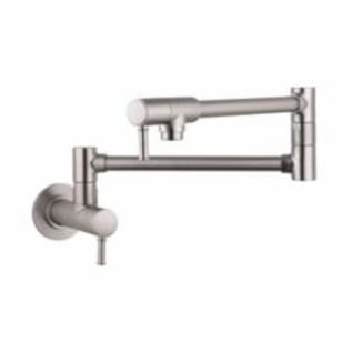 Hansgrohe 04218800 Pot Filler, Talis C, Residential, 2.5 gpm Flow Rate, 180 deg Swivel Spout, Steel Optik, 2 Handles