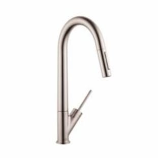 AXOR 10821801 Starck Pull Down Kitchen Faucet, 2.2 gpm Flow Rate, Steel Optik, 1 Handles, 1 Faucet Holes, Residential