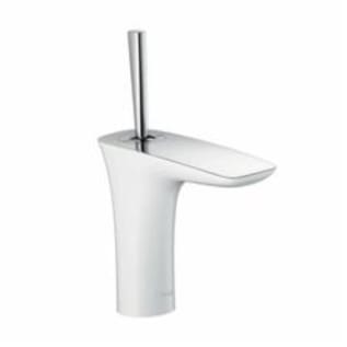 Hansgrohe 15070401 PuraVida 110 Bathroom Faucet, Commercial, 1.2 gpm Flow Rate, 4-1/2 in H Spout, 1 Handles, 1 Faucet Holes, Polished Chrome/White, Function: Traditional