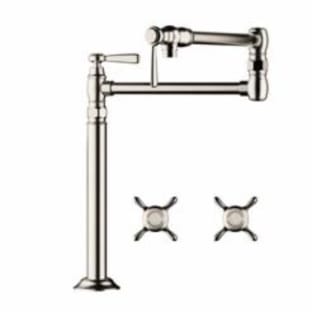 AXOR 16860831 Montreux Pot Filler Stand, Residential, 2.5 gpm Flow Rate, 360 deg Swivel Spout, Polished Nickel, 2 Handles