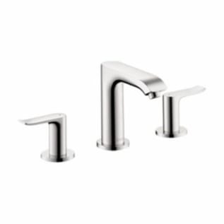 Hansgrohe 31083001 Widespread Bathroom Faucet, Metris E, Commercial, 1.5 gpm Flow Rate, 4 in H Spout, 8 in Center, Polished Chrome, 2 Handles, Pop-Up Drain
