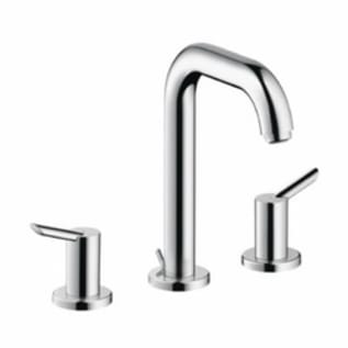 Hansgrohe 31730001 Widespread Bathroom Faucet, Focus S, Commercial, 1.5 gpm Flow Rate, 5-3/8 in H Spout, 8 in Center, Polished Chrome, 2 Handles, Pop-Up Drain