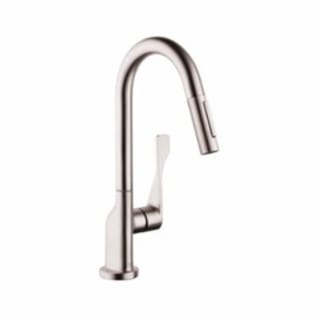 AXOR 39836801 Pull-Down Prep Kitchen Faucet, Citterio, Steel Optik, 1 Handles, 1.5 gpm