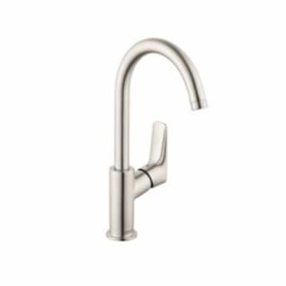 Hansgrohe 71130821 Bathroom Faucet, Logis 210, 1.2 gpm Flow Rate, 8-3/4 in H Spout, 1 Handles, Pop-Up Drain, 1 Faucet Holes, Brushed Nickel, Function: Traditional