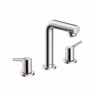 Hansgrohe 72130001 Widespread Basin Mixer, Talis S 150, 1.2 gpm Flow Rate, 5-7/8 in H Spout, 8 in Center, Polished Chrome, 2 Handles, Pop-Up Drain