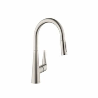 Hansgrohe 72813801 Talis S Pull Down Kitchen Faucet, 1.75 gpm Flow Rate, Steel Optik, 1 Handles, 1 Faucet Holes, Residential