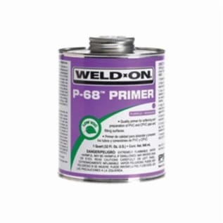 Weld-On® P-68™ 10210 Low VOC Primer With Applicator Cap, For Use With All Types, Classes and Schedules of PVC and CPVC Pipe and Fittings, Purple, 1 qt Container